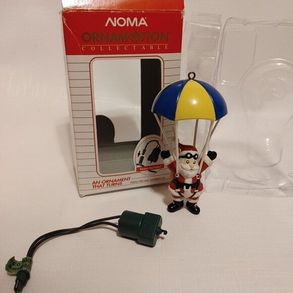 Vintage 1989 Ornamotion Parachuting Santa with Motor Box - Picture 1 of 7